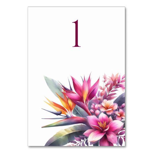 Waterverf Tropische Bliss-Bruiloft Tafel Kaart (Voorkant)