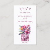 Waterverf Tropische Bliss-RSVP-QR-code Visitekaartje (Voorkant)