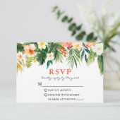 Waterverf Tropische Bloem Koraal RSVP Kaartje (Staand voorkant)