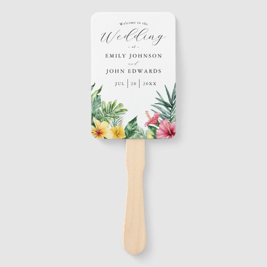 Waterverf Tropische bloemboudenprogramma Handwaaier (Voorkant)