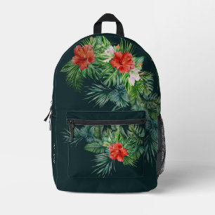Waterverf Tropische Bloemen ADD NAAM Bedrukte Rugzak