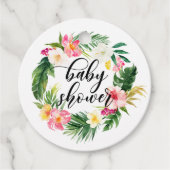 Waterverf Tropische bloemen Baby shower Bedankjes Labels (Voorkant)