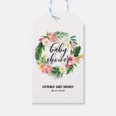 Waterverf Tropische bloemen Baby shower Cadeaulabel (Voorkant)