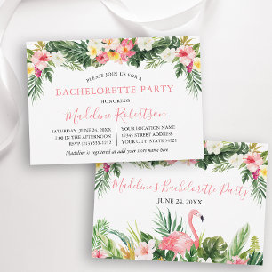 Waterverf Tropische Bloemen Bachelorette Flamingo Kaart