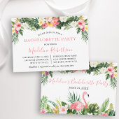 Waterverf Tropische Bloemen Bachelorette Flamingo Kaart