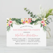 Waterverf Tropische Bloemen Bachelorette Flamingo Kaart (Staand voorkant)