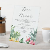 Waterverf Tropische Bloemen Bar Menu Huwelijk Reclamebord Met Voetstuk (Insitu)