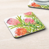 Waterverf Tropische bloemen Bier Onderzetter (Linkerzijde)