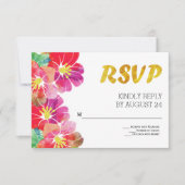 Waterverf tropische bloemen bladgoud RSVP (Voorkant)