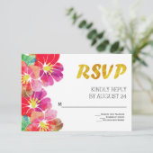 Waterverf tropische bloemen bladgoud RSVP (Staand voorkant)