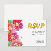 Waterverf tropische bloemen bladgoud RSVP (Voorkant / Achterkant)