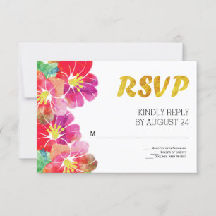 Waterverf tropische bloemen bladgoud RSVP Kaartje