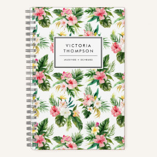 Waterverf Tropische Bloemen Boeket Patroon Notitieboek
