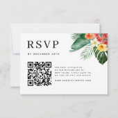 Waterverf Tropische Bloemen Botanische Bruiloft RSVP Kaartje (Voorkant)