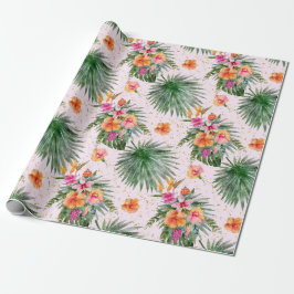 Waterverf tropische bloemen botanische palmbladere cadeaupapier