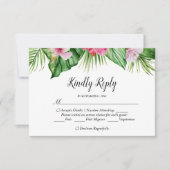 Waterverf Tropische Bloemen Bruiloft RSVP Kaart (Voorkant)