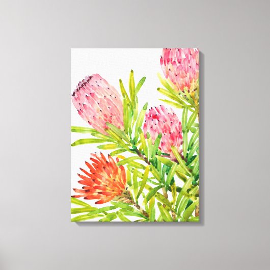 Waterverf Tropische bloemen Canvas Afdruk (Voorkant)