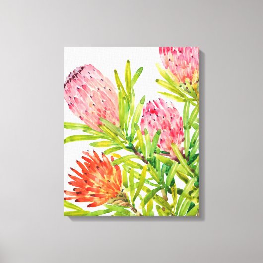Waterverf Tropische bloemen Canvas Afdruk (Voorkant)