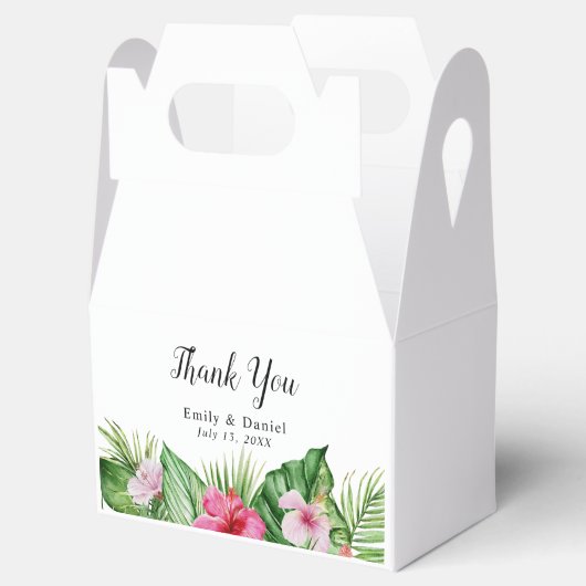 Waterverf tropische bloemen dank u bruiloft bedankdoosjes (Geopend)