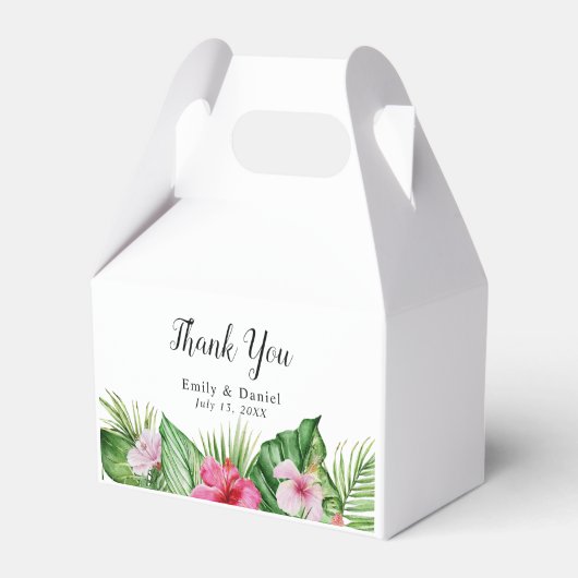 Waterverf tropische bloemen dank u bruiloft bedankdoosjes (Voorkant Zijde)