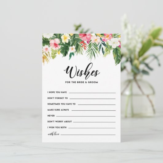 Waterverf Tropische bloemen die goed willen trouwe Informatiekaartje (Staand voorkant)