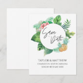 Waterverf Tropische Bloemen Elegante Huwelijk Save The Date (Voorkant / Achterkant)