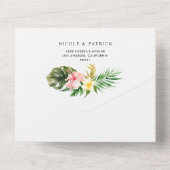 Waterverf Tropische bloemen en Grieks huwelijk All In One Uitnodiging (Achterkant)