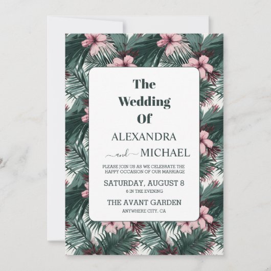 Waterverf Tropische bloemen en Grieks huwelijk Kaart (Voorkant)