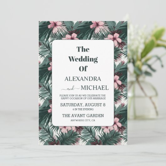 Waterverf Tropische bloemen en Grieks huwelijk Kaart (Staand voorkant)