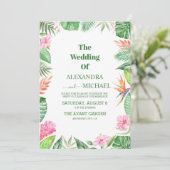 Waterverf Tropische bloemen en Grieks huwelijk Kaart (Staand voorkant)