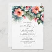 Waterverf Tropische bloemen en Grieks huwelijk Kaart (Voorkant)