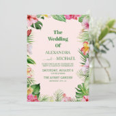 Waterverf Tropische bloemen en Grieks huwelijk Kaart (Staand voorkant)