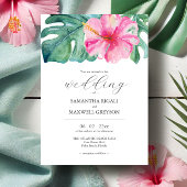 Waterverf Tropische bloemen en Grieks huwelijk Kaart