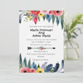 Waterverf Tropische bloemen en Grieks huwelijk Kaart (Staand voorkant)