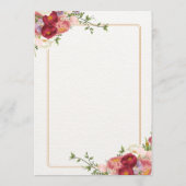 Waterverf Tropische bloemen en Grieks huwelijk Menu (Achterkant)