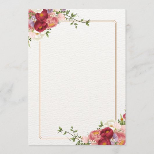 Waterverf Tropische bloemen en Grieks huwelijk Menu (Achterkant)