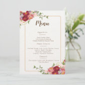 Waterverf Tropische bloemen en Grieks huwelijk Menu (Staand voorkant)