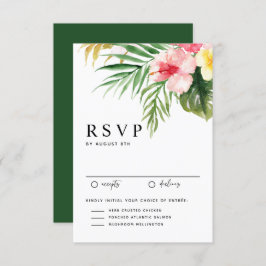 Waterverf Tropische bloemen en Grieks huwelijk RSVP Kaartje