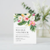 Waterverf Tropische bloemen en Grieks huwelijk Uitnodiging Briefkaart (Staand voorkant)