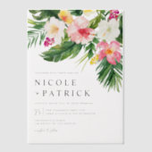 Waterverf Tropische bloemen en Grieks huwelijk Vellum Uitnodigingen (Voorkant)