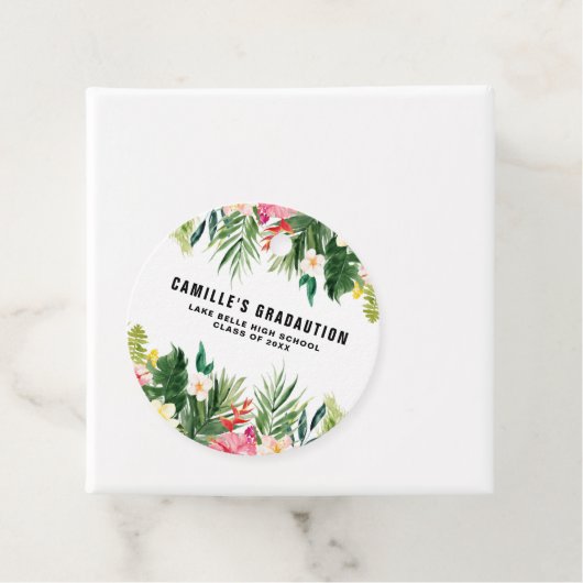 Waterverf Tropische bloemen en groen Afstuderen Bedankjes Labels (In situ)