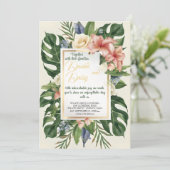 Waterverf Tropische bloemen en groen Bruiloft I Kaart (Staand voorkant)