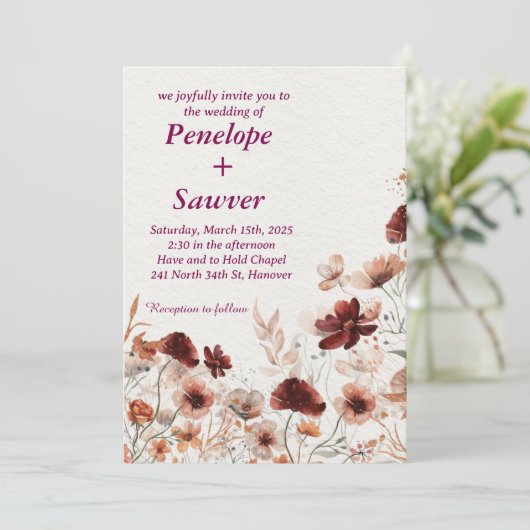 Waterverf Tropische bloemen en groen Bruiloft I Kaart (Staand voorkant)