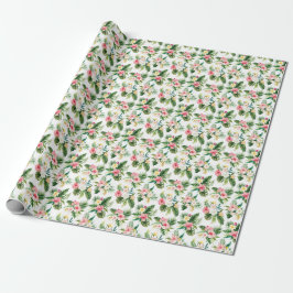 Waterverf Tropische bloemen en groen patroon Cadeaupapier