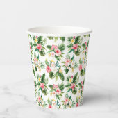 Waterverf Tropische bloemen en groen patroon Papieren Bekers (Achterkant)