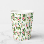 Waterverf Tropische bloemen en groen patroon Papieren Bekers (Rechts)