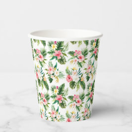Waterverf Tropische bloemen en groen patroon Papieren Bekers