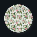 Waterverf Tropische bloemen en groen patroon Papieren Bordje<br><div class="desc">Voeg met deze zomerse papieren borden een tropisch accent toe aan je tafereel. Het heeft een aquarelpatroon van hibiscus,  plumeria,  palmbladeren en bananenbladeren. Deze tropische papieren borden zijn ideaal voor zomerse verjaardagen,  baby showers en meer. Overeenkomende objecten zijn beschikbaar.</div>