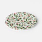 Waterverf Tropische bloemen en groen patroon Papieren Bordje (Gekanteld)