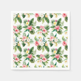 Waterverf Tropische bloemen en groen patroon Servet